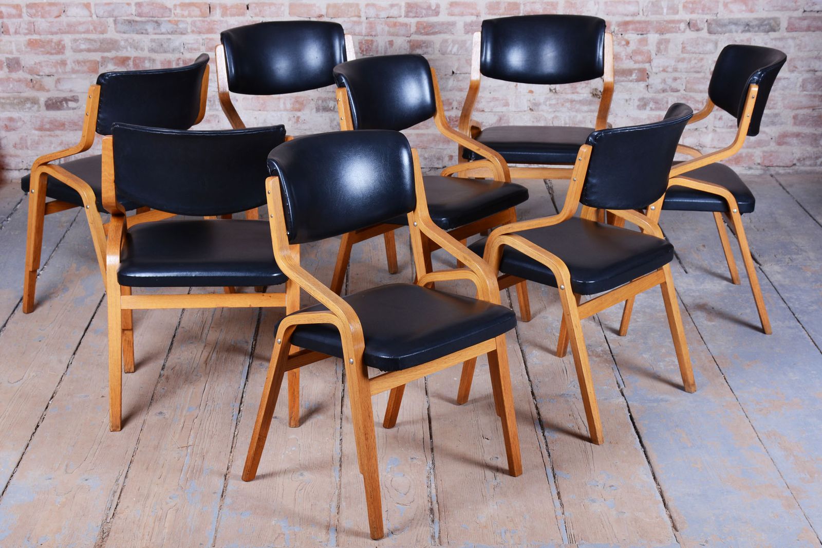 Set Of Eight Restored Mid Century Chairs, By Ludvik Volak, Maple, Czech, 1960s photo furniture