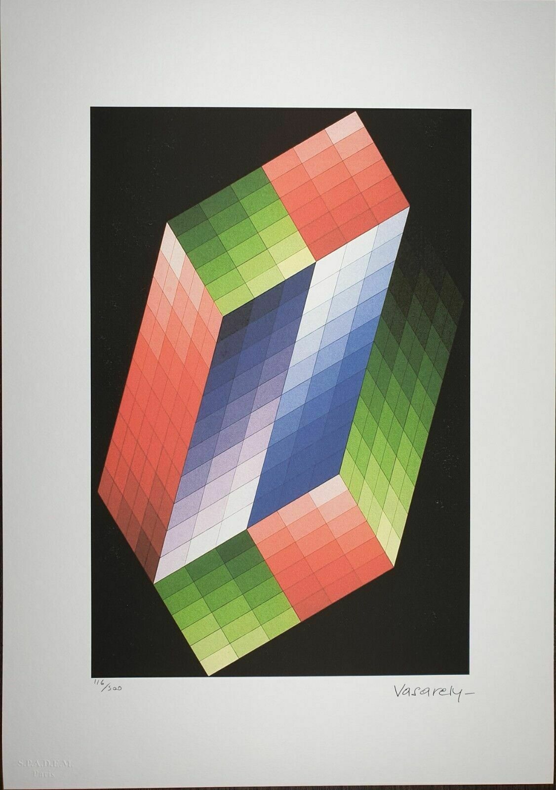 Victor Vasarely, 'Torony Rbg', Plate Signed Lithograph photo Art