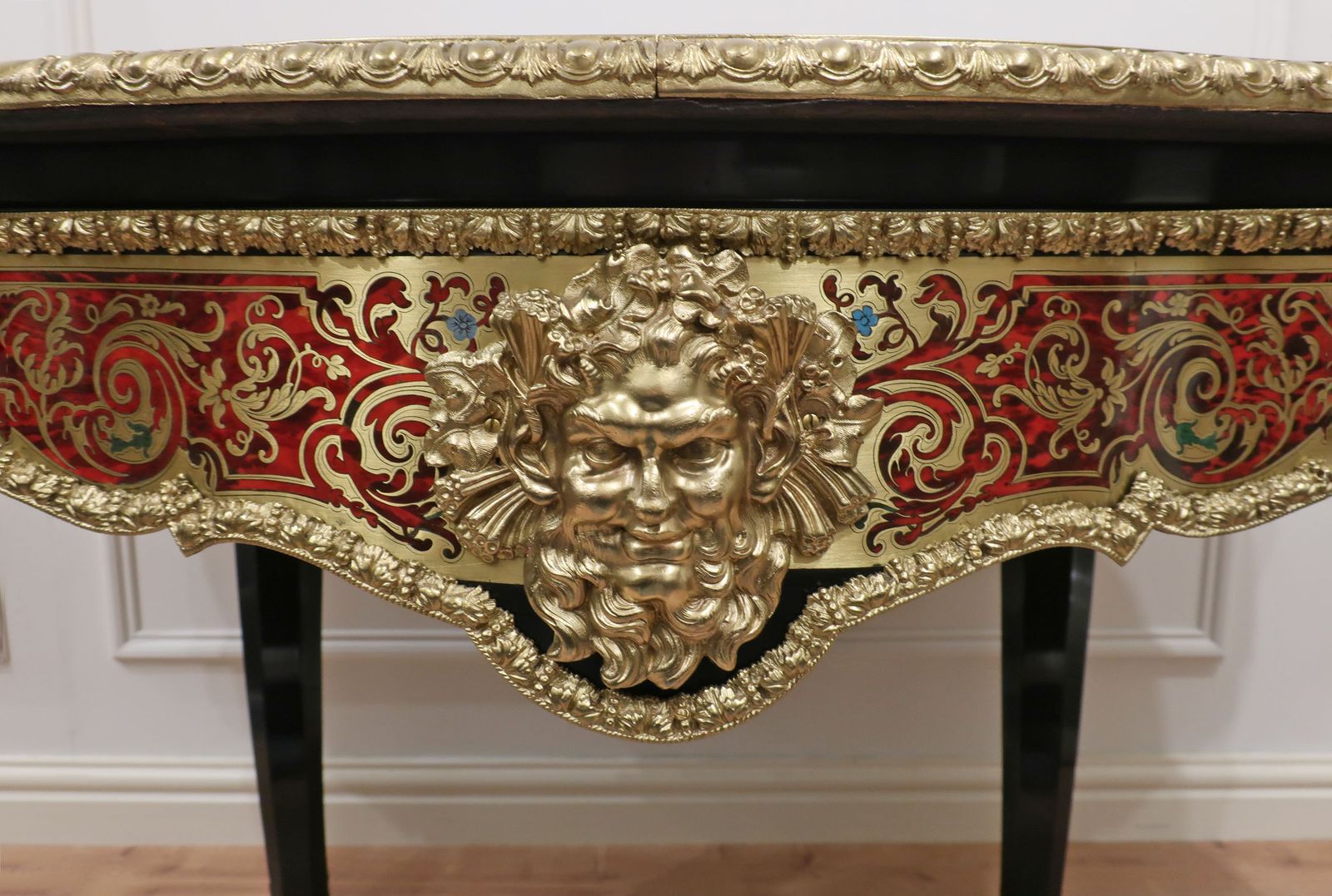 French Napoleon III Louis XV Style Boulle Writing Table photo vintage