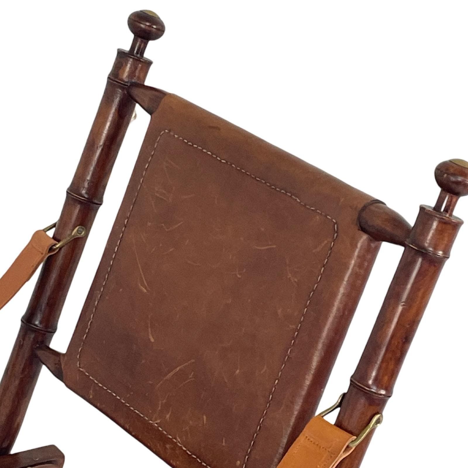 Officer's Chair   Wood And Leather Upholstery   Military Campaign Style photo Furniture