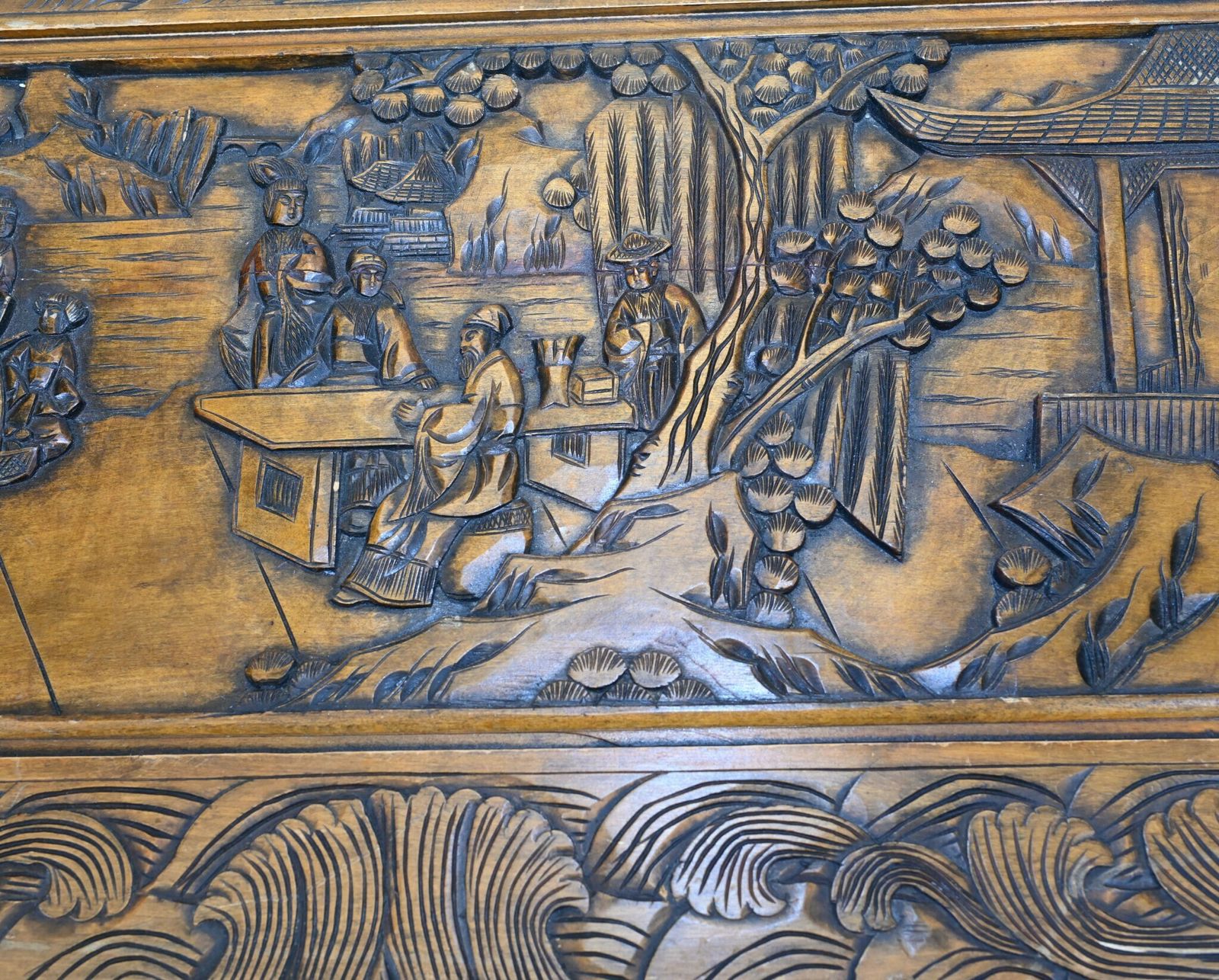Chinese Luggage Chest Camphor Hand Carved Antique Box 1930 photo Home Decor
