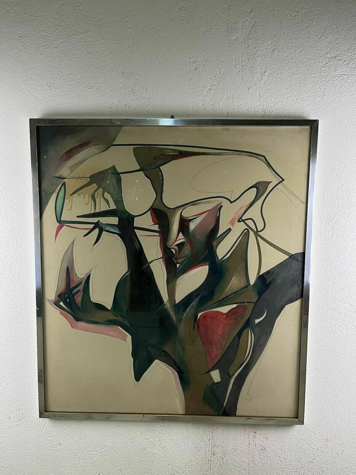 Abstract Painting Mixed Media Canvas Domenico Pellicano 80's Vintage Design photo vintage