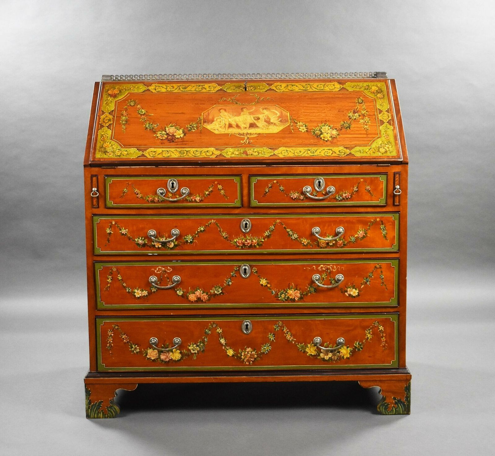 Edwardian Hand Painted Satinwood Bureau photo furniture