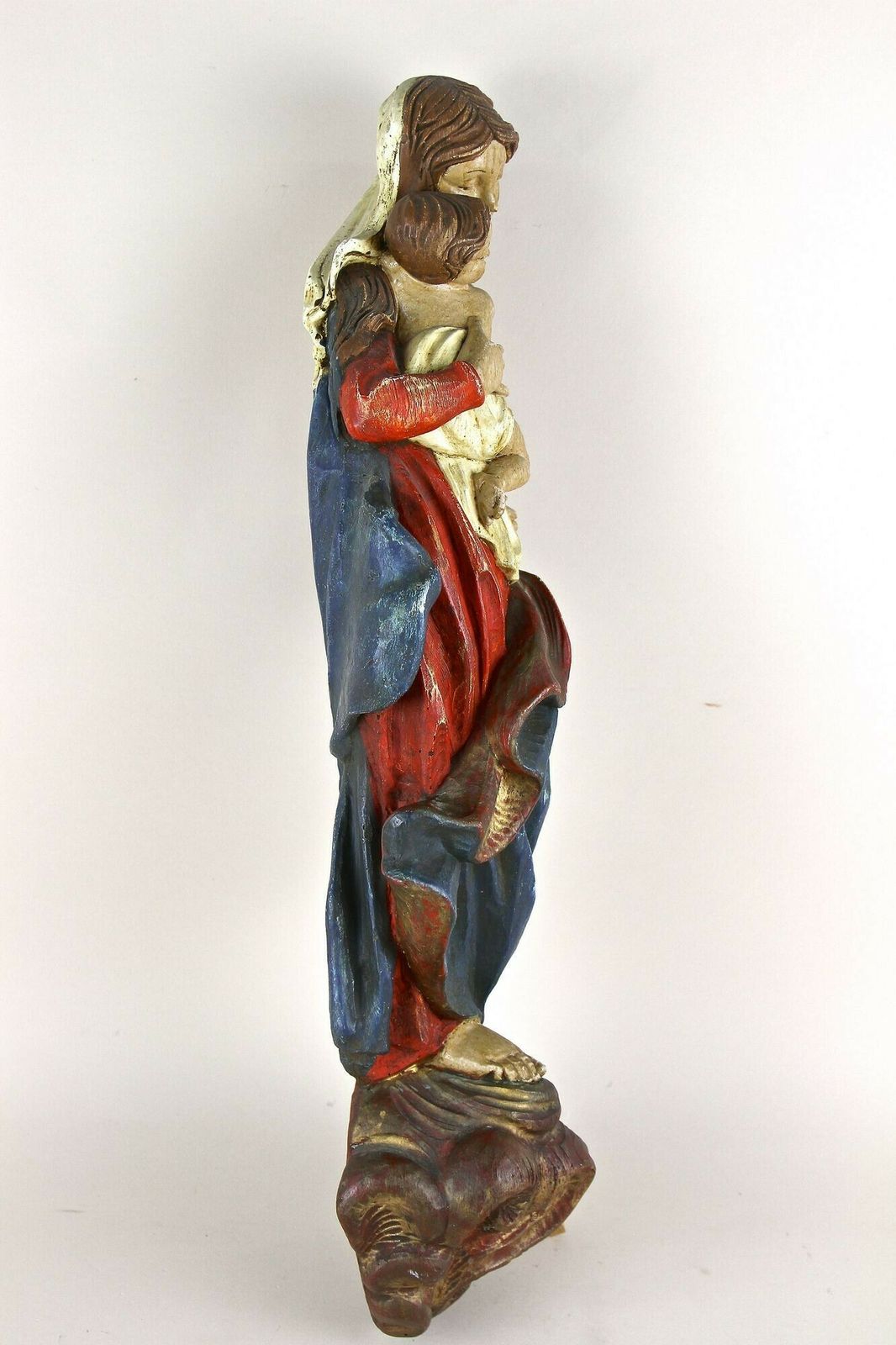 18th Century Polychrome Virgin & Child Wall Sculpture, Handcarved, At Ca. 1760 photo buy
