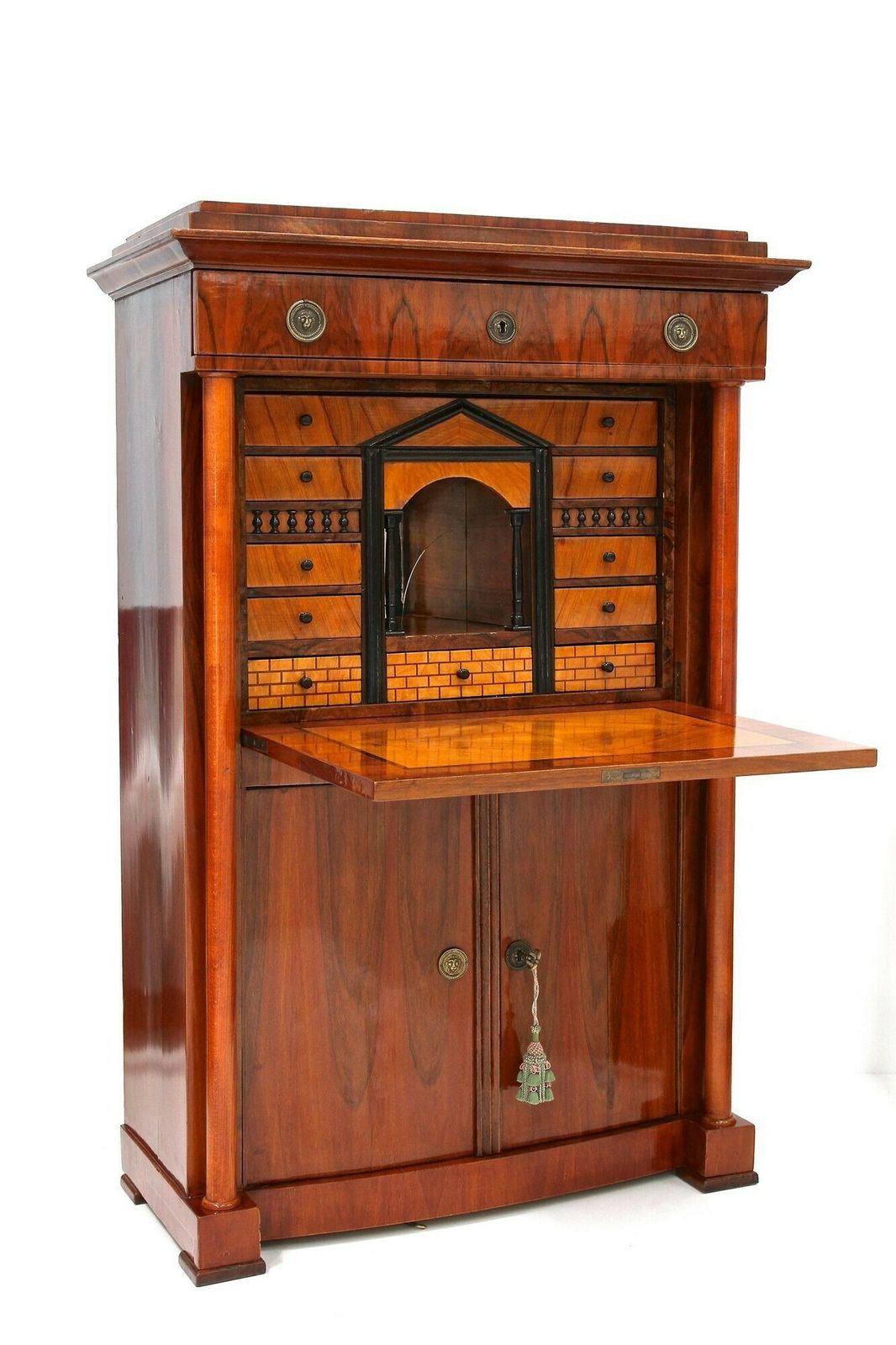19th Century Biedermeier Nutwood Secretary Desk/ Secretaire, Austria Ca. 1820/25