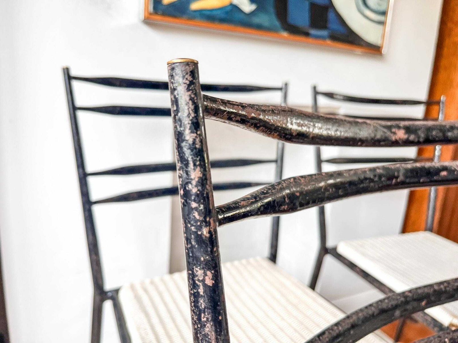 A Set Of Four Mid Century Metal And Wicker Dining Chairs By Lloyd Loom photo vintage