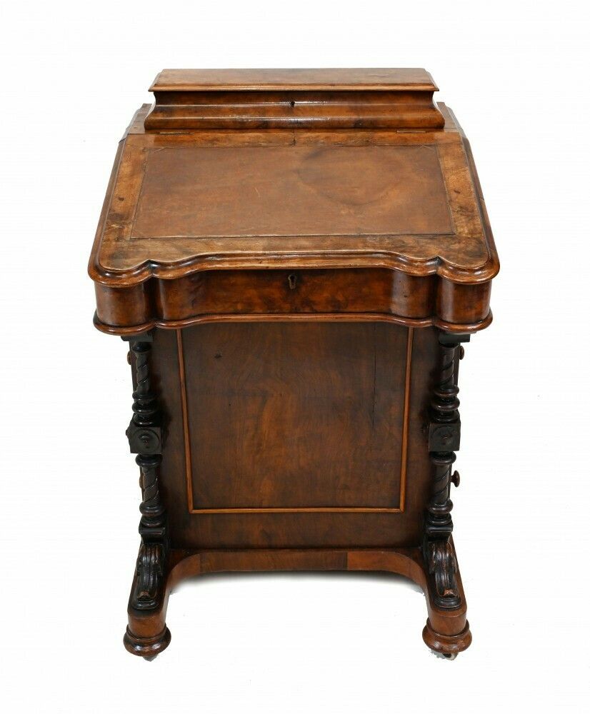 Antique Davenport Desk Walnut Victorian Secretaire 1880 photo vinterior