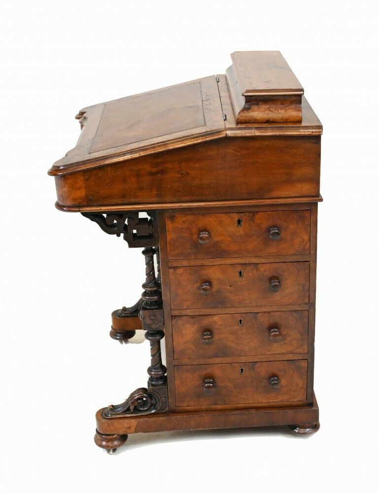 Furniture Antique Davenport Desk Walnut Victorian Secretaire 1880 photo