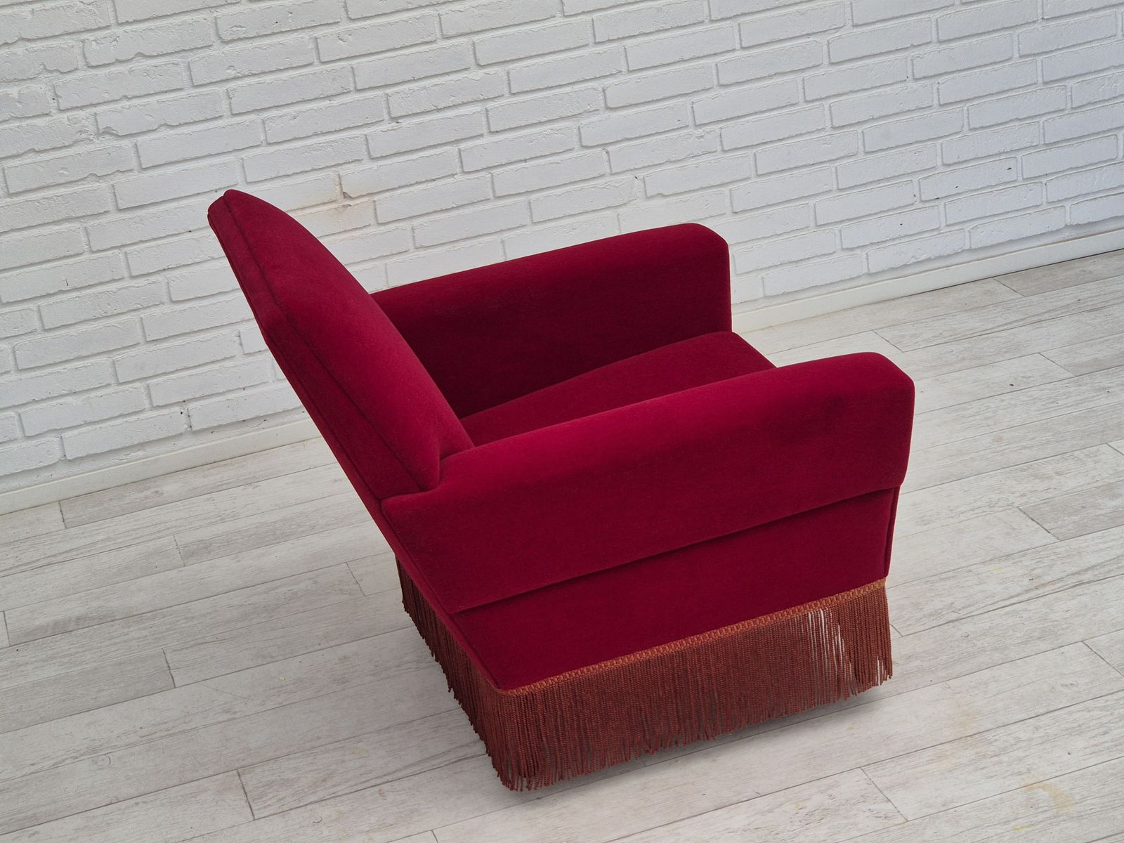 1970s, Danish Armchair By Ryesberg Møbler, Original Condition, Velour Fabric. photo vinterior