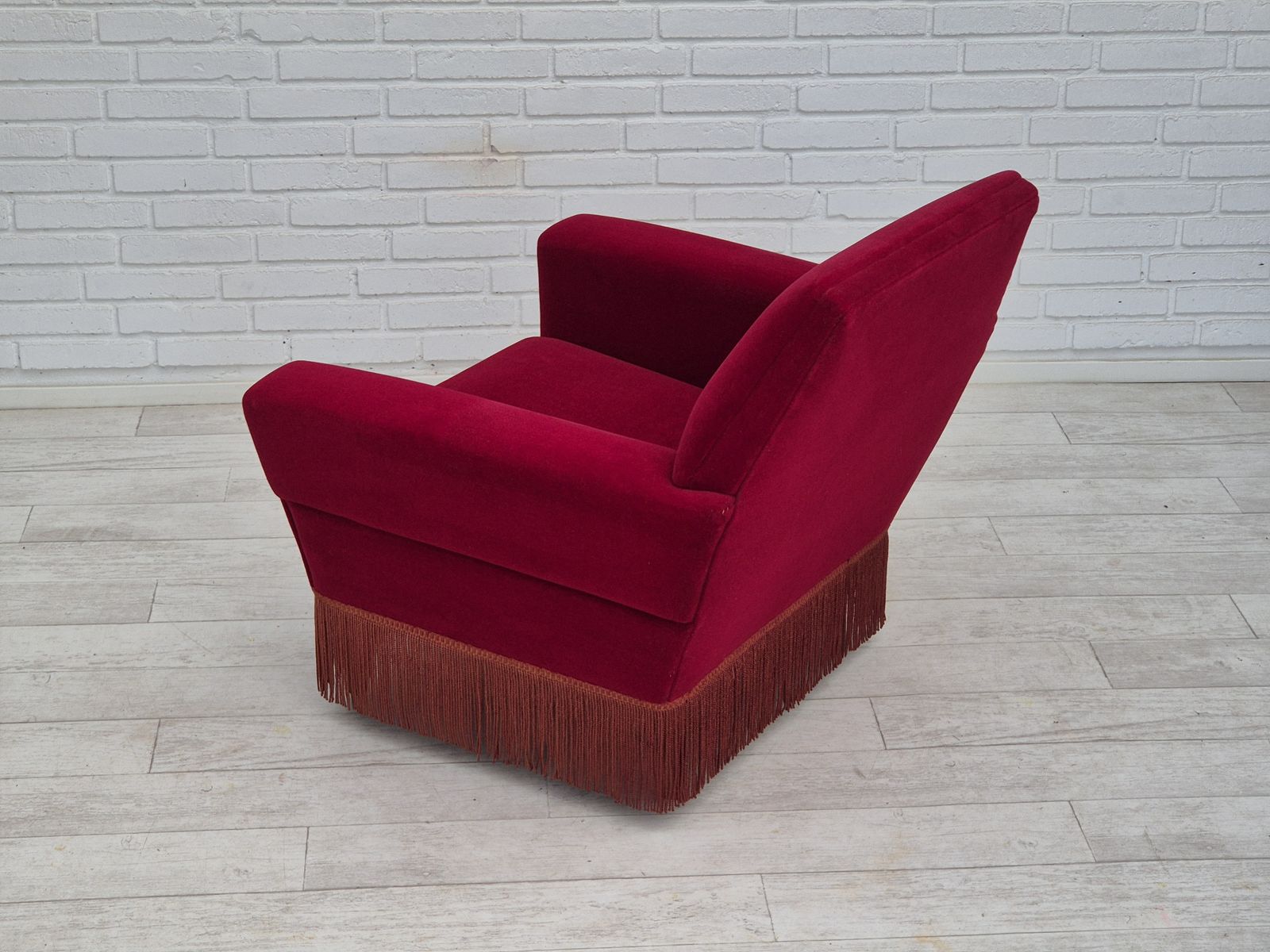 photo buy 1970s, Danish Armchair By Ryesberg Møbler, Original Condition, Velour Fabric.