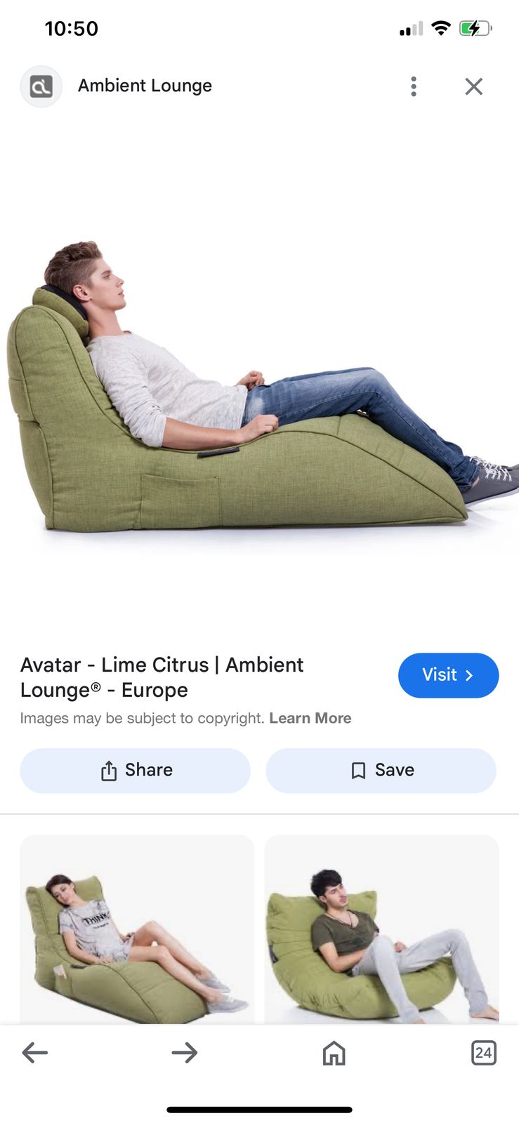 Lime Green Ambient Lounger.  Pick Up Tn14 5nl photo Furniture