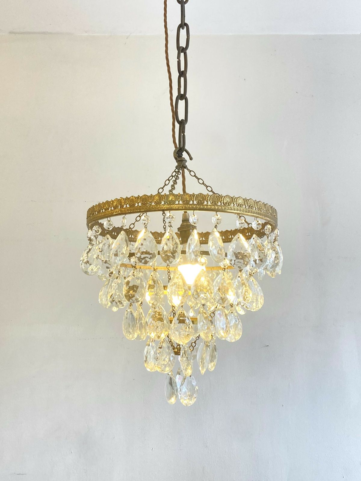 Vintage Waterfall Chandelier With Pear Drops
