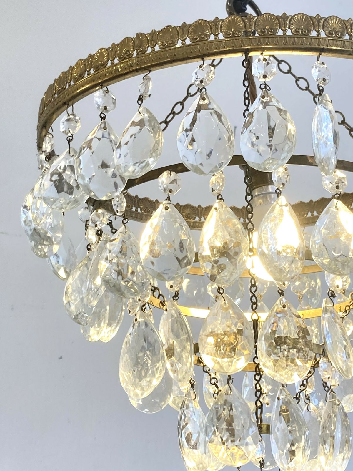 Vintage Waterfall Chandelier With Pear Drops photo for sale
