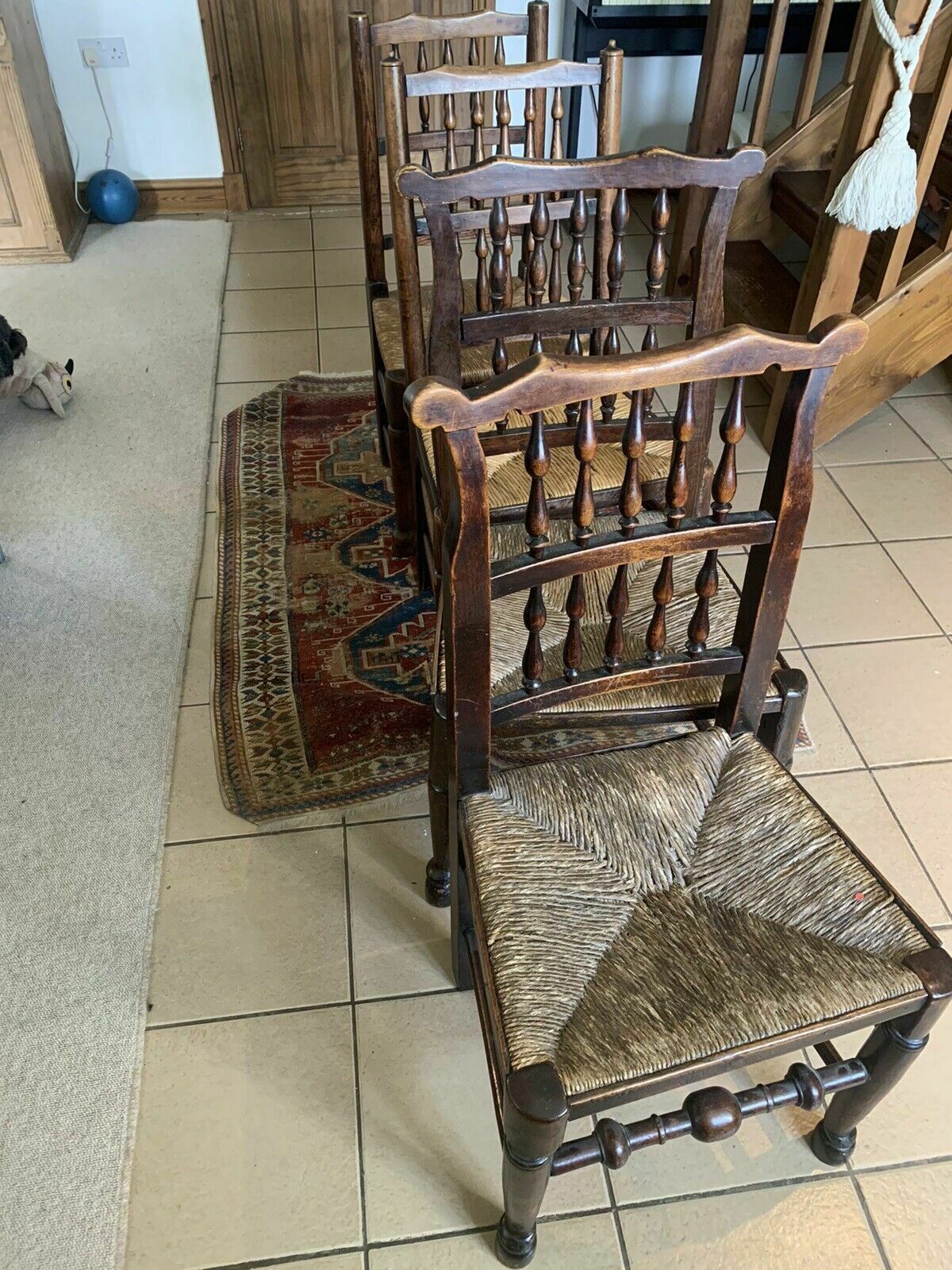A Mixed Set Of Four 19th Century Lancashire Spindleback Country Chairs. photo furniture