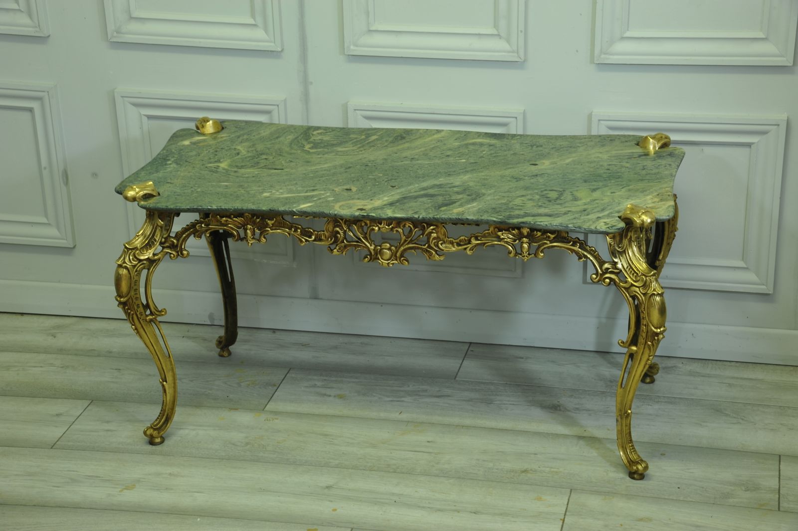 Furniture Wonderful Baroque  Rococo Styled Antique Bronze And Marble Coffee Table photo