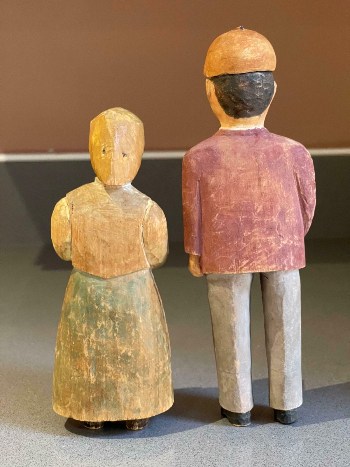 photo for sale Carving Wooden Sculptures A Set Of 2 Antique Decorative Figurines Of Man & Woman