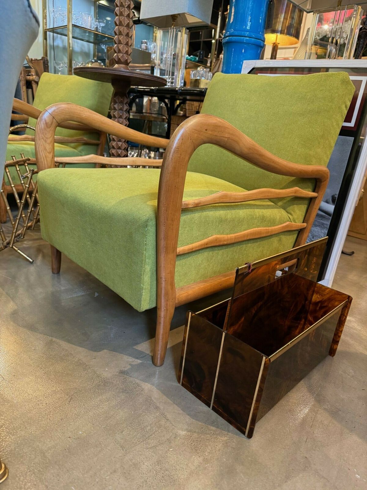 695.0 A French 1970s Faux Tortoiseshell And Brass Magazine Rack By Mercier Freres photo