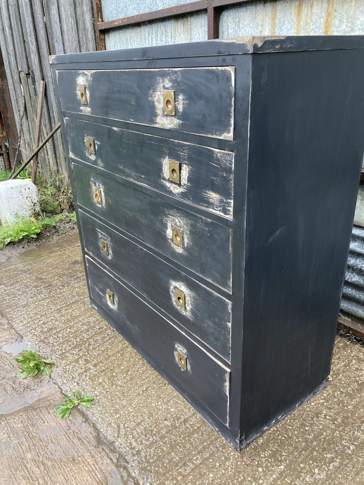 Edwardian Ebonised Campaign Style Chest Of Drawers photo furniture