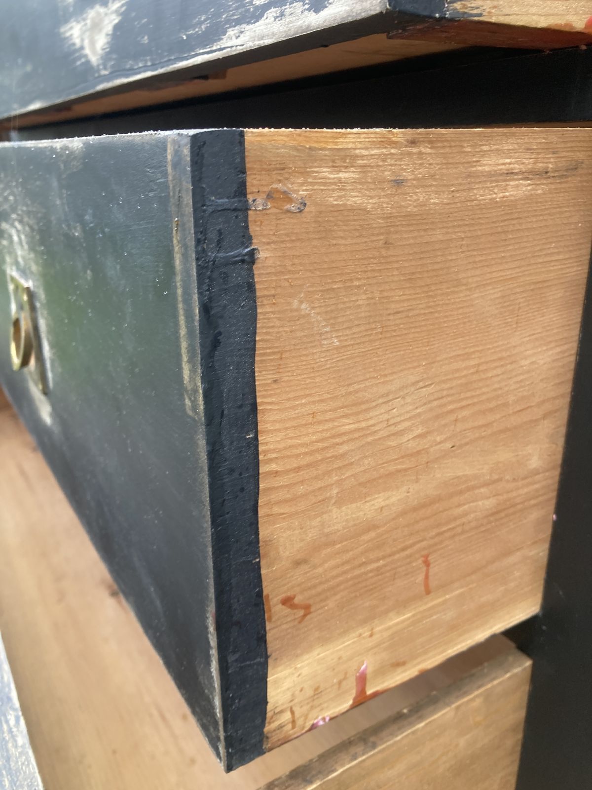 495.0 Edwardian Ebonised Campaign Style Chest Of Drawers photo