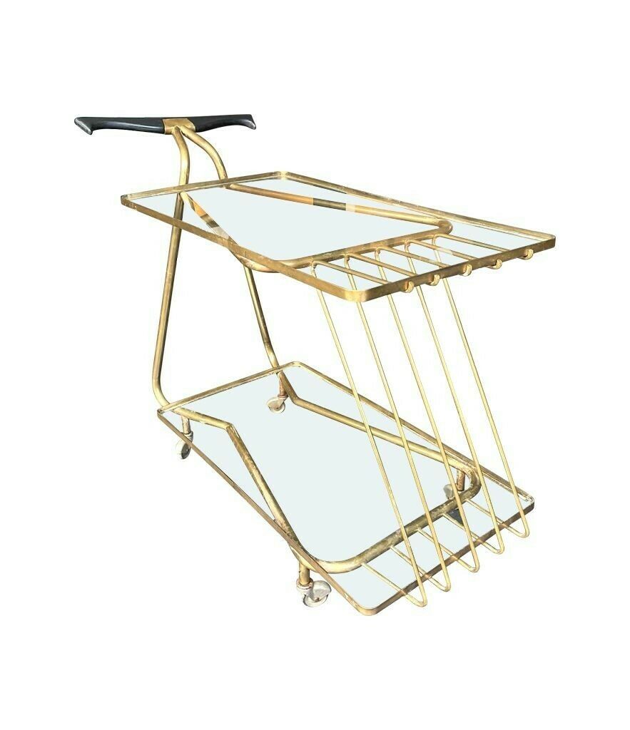 An Unusual Designed Italian 1950s Brass Bar Trolley photo Furniture