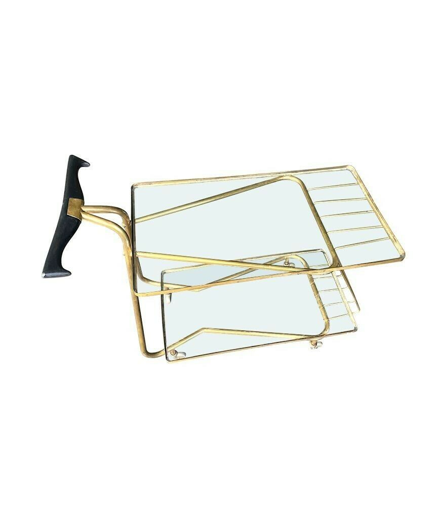 photo for sale An Unusual Designed Italian 1950s Brass Bar Trolley