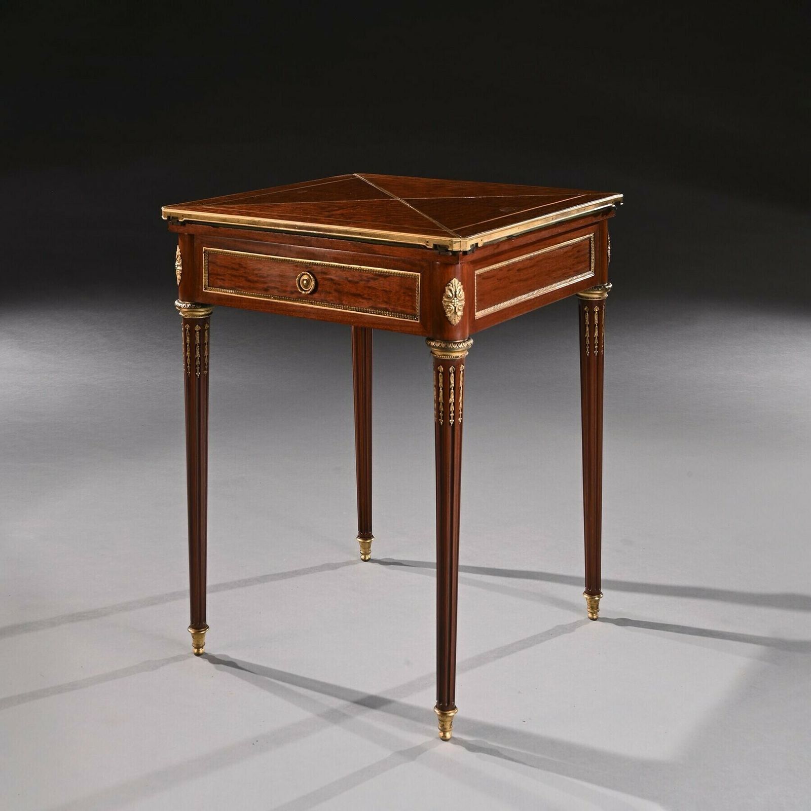 A Fine Mahogany Late 19th Century Envelope Card Table By Antoine Lampre, Paris.