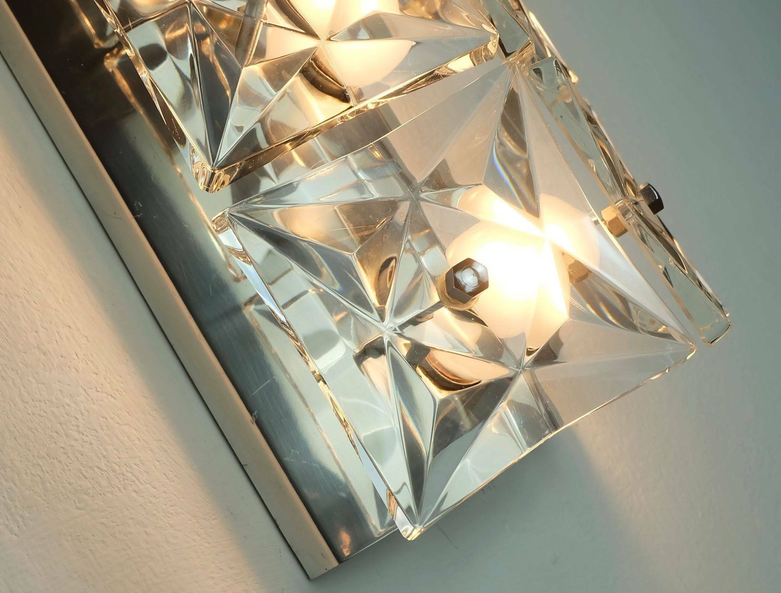 Kinkeldey Mid Century Sconce Crystal Glass And Chrome 6 Glass Prisms 1960s photo buy