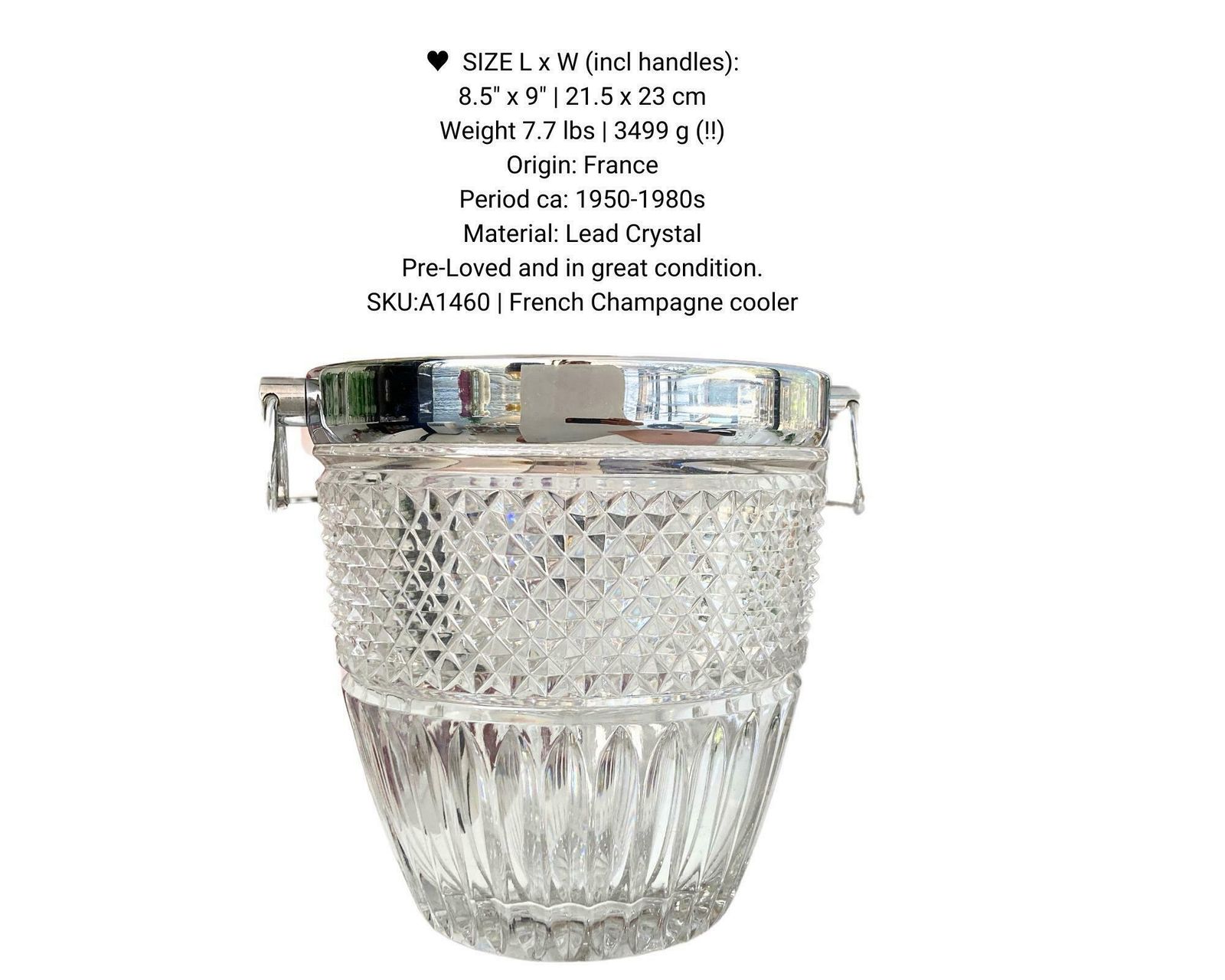 Kristallen Champagnekoeler Zilver | Grote Kristallen Flessenkoeler | Frans, Ca. Jaren 1950 photo furniture