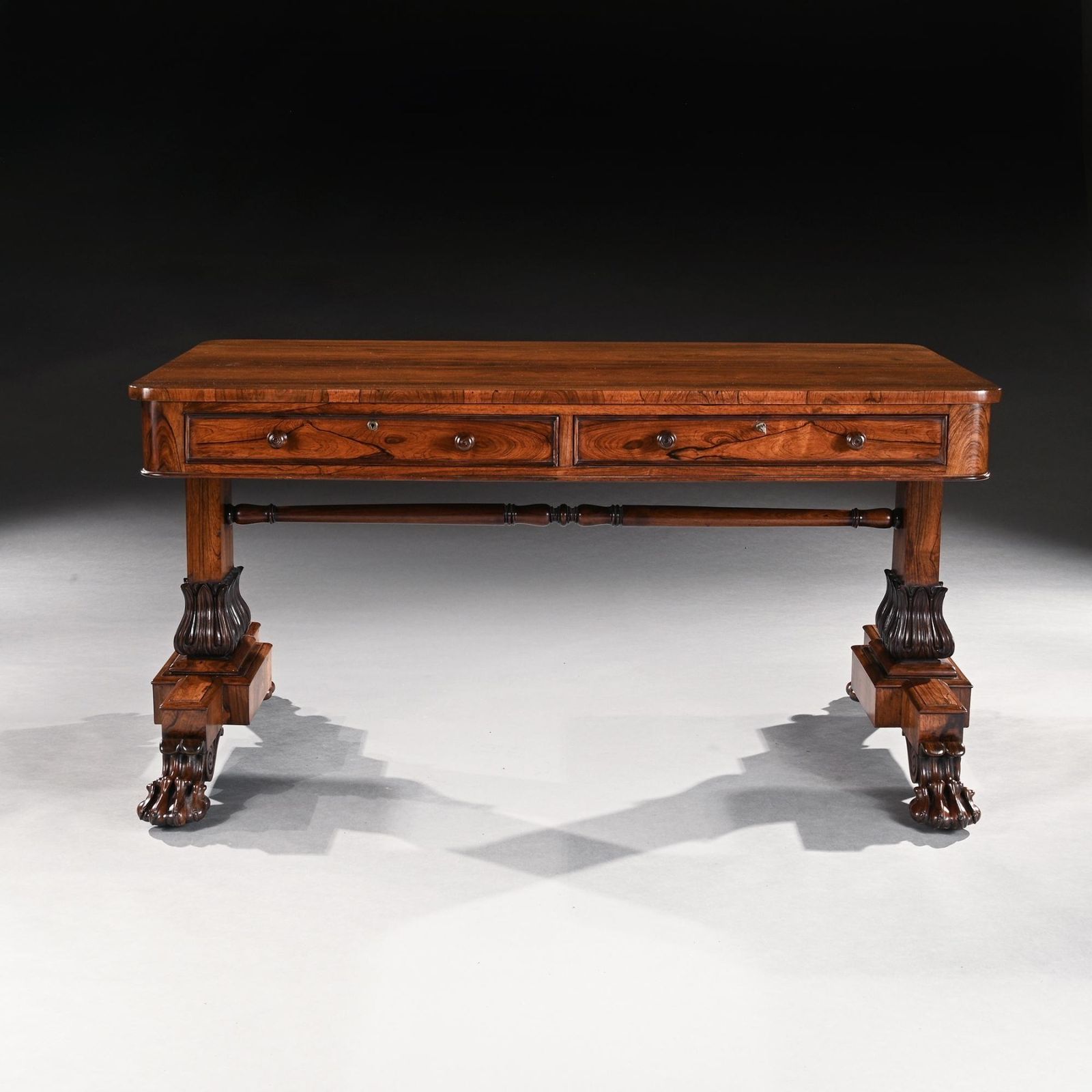 A George IV Period Rosewood Library Table With Carved Lions Paw Feet photo furniture