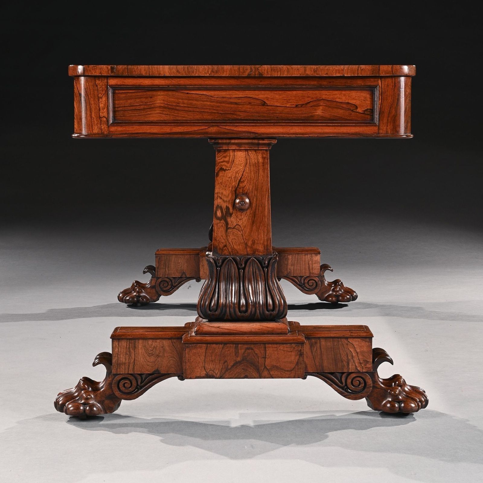 A George IV Period Rosewood Library Table With Carved Lions Paw Feet photo Furniture
