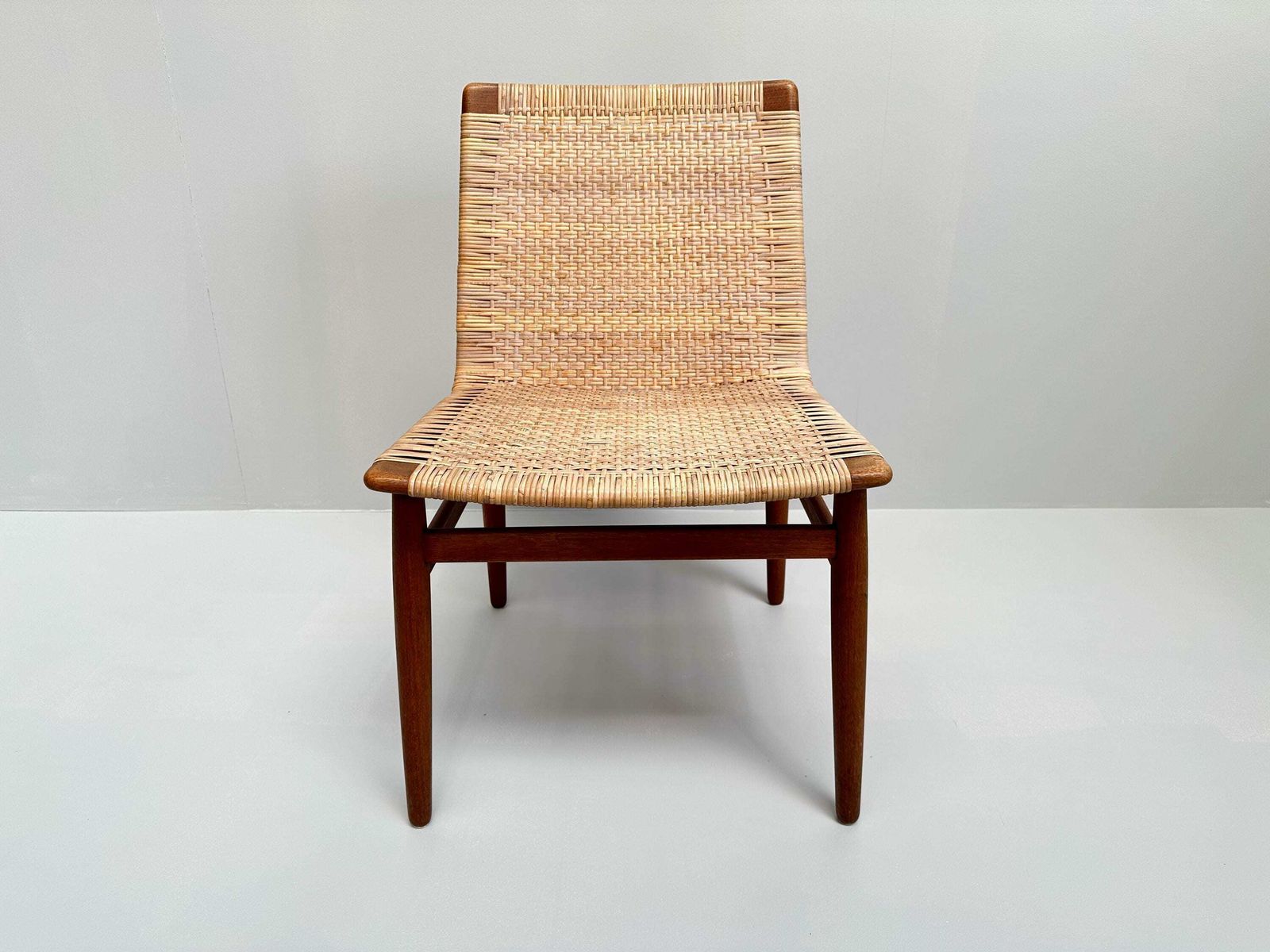 Jørgen Høj Teak And Rattan Chair For Thorald Madsen, Copenhagen Denmark 1950's photo vinterior