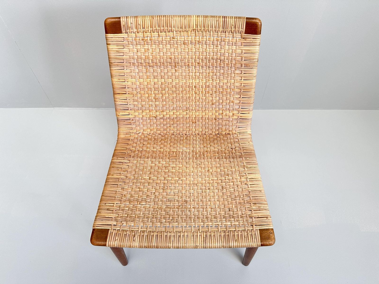 Jørgen Høj Teak And Rattan Chair For Thorald Madsen, Copenhagen Denmark 1950's photo vintage