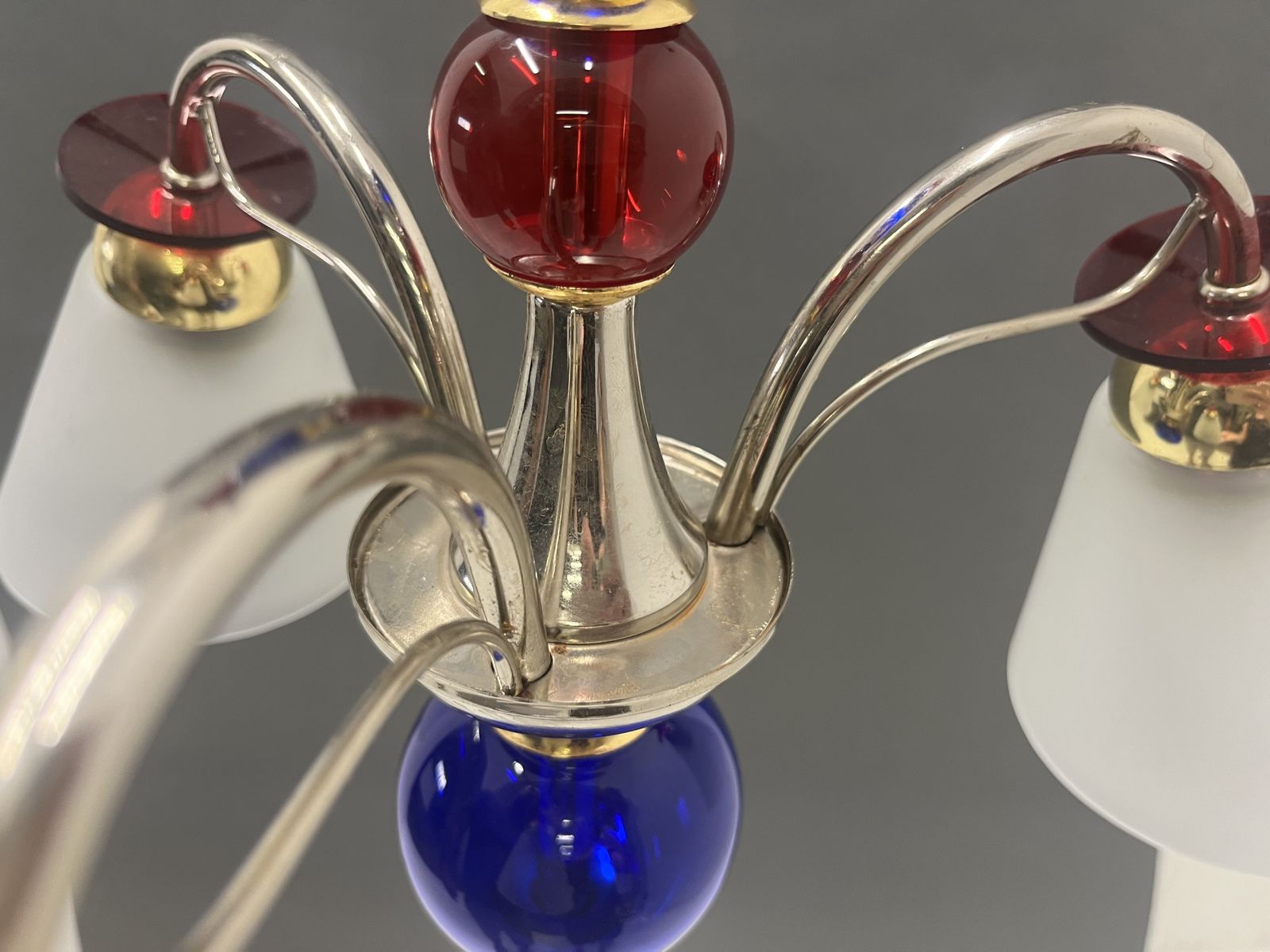 Vintage Pendant Lamp Of Glass And Chrome/Murano Style Lamp photo Lighting