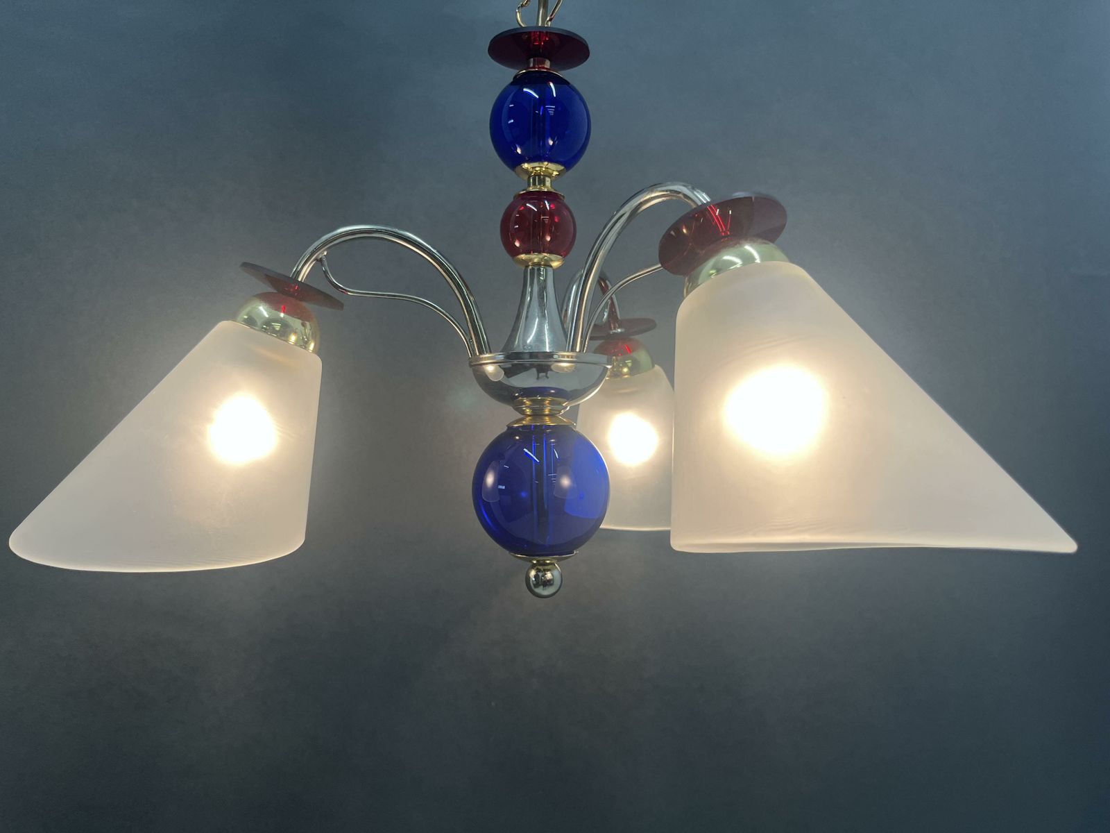 photo furniture Vintage Pendant Lamp Of Glass And Chrome/Murano Style Lamp