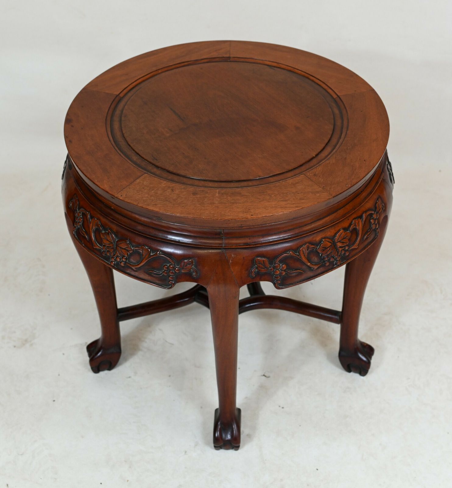Chinese Hardwood Pedestal Stand Side Table Carved 1860 photo Furniture