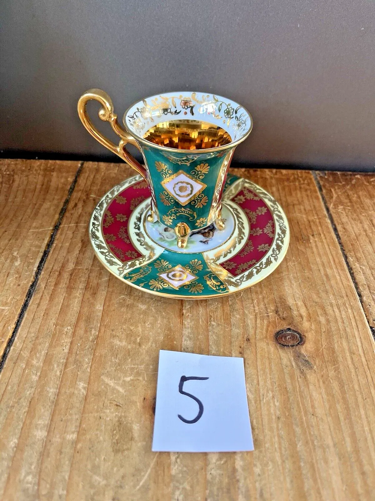 Vintage L Parbus Old Vienna Fragonard Gilt Demitasse Cabinet Coffee Cup & Saucer photo vintage