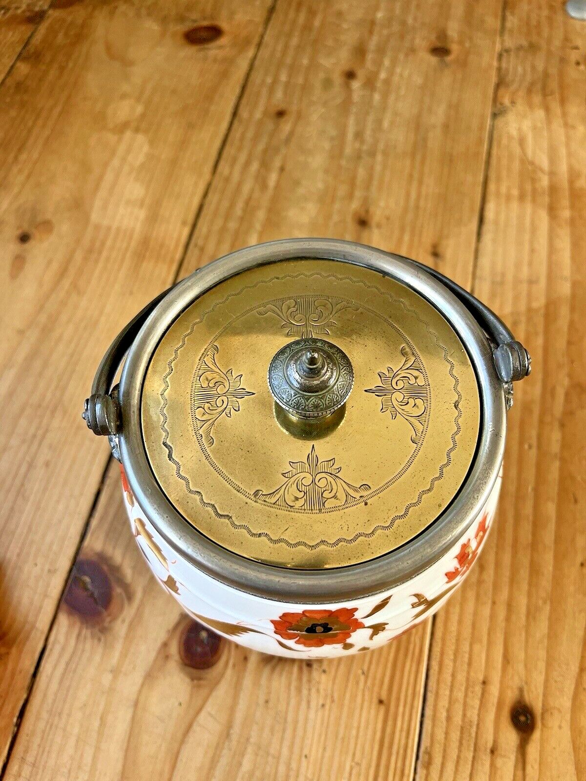 photo furniture Stunning Rare Antique C1870 Wedgwood Imari Floral Gilt Biscuit Barrel Jar Z378