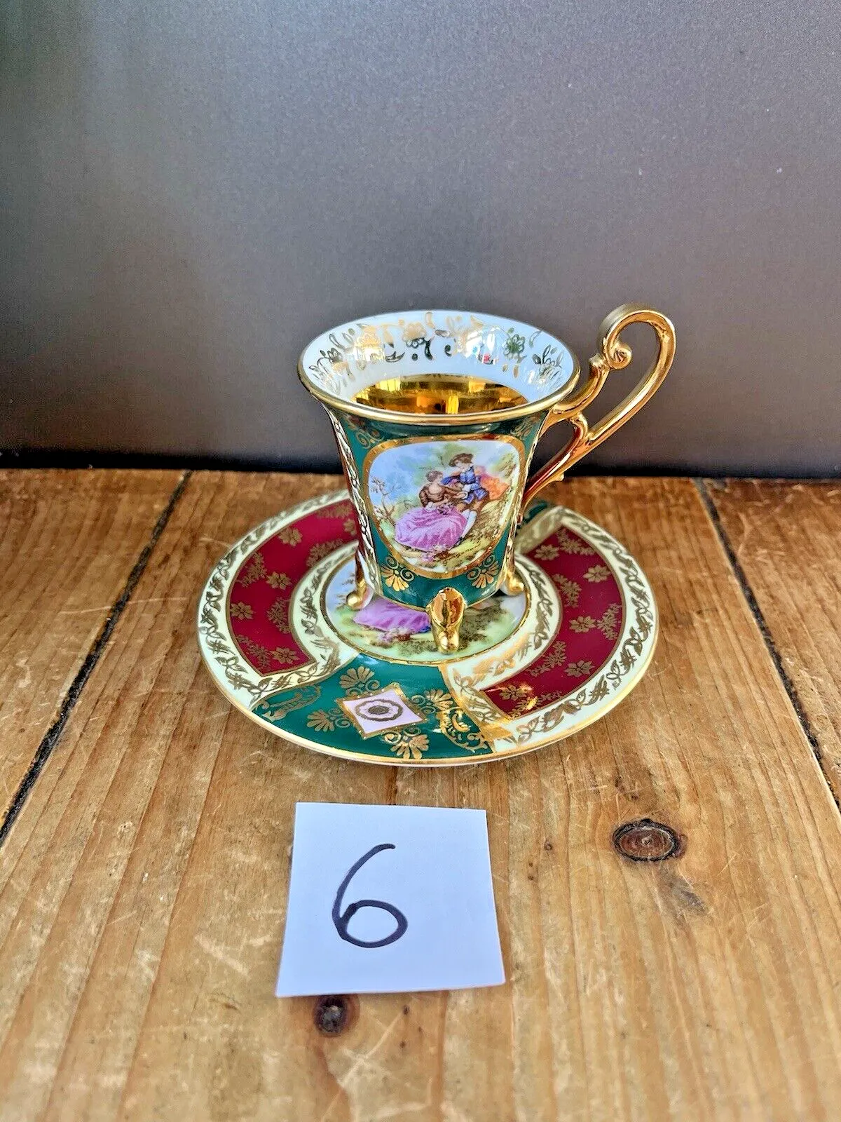 Vintage L Parbus Fragonard Old Vienna Gilt Demitasse Coffee Cup & Saucer photo 65.0