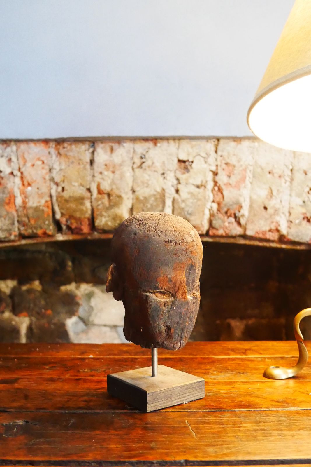 Late Period / Ptolemaic Era Carved Wooden Head Of A Minor Deity (Harpocrates?)