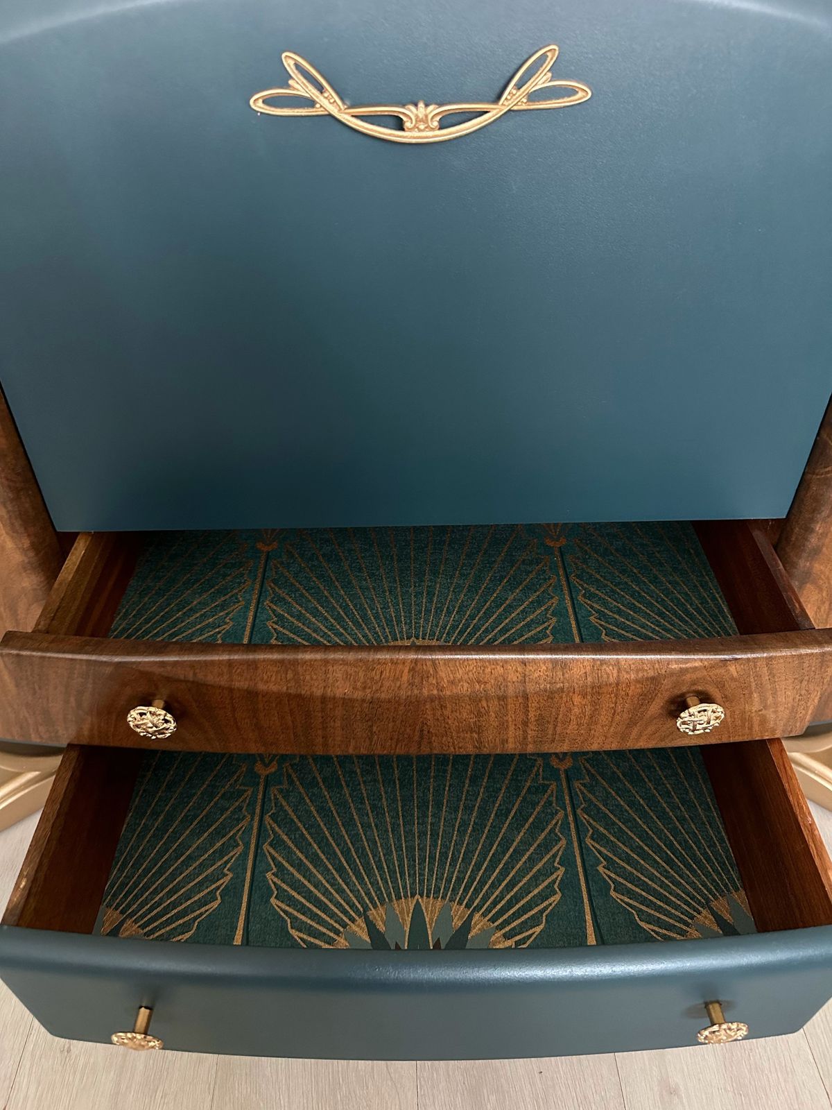 Navy And Gold Beautility Cocktail Cabinet, 1950s photo for sale
