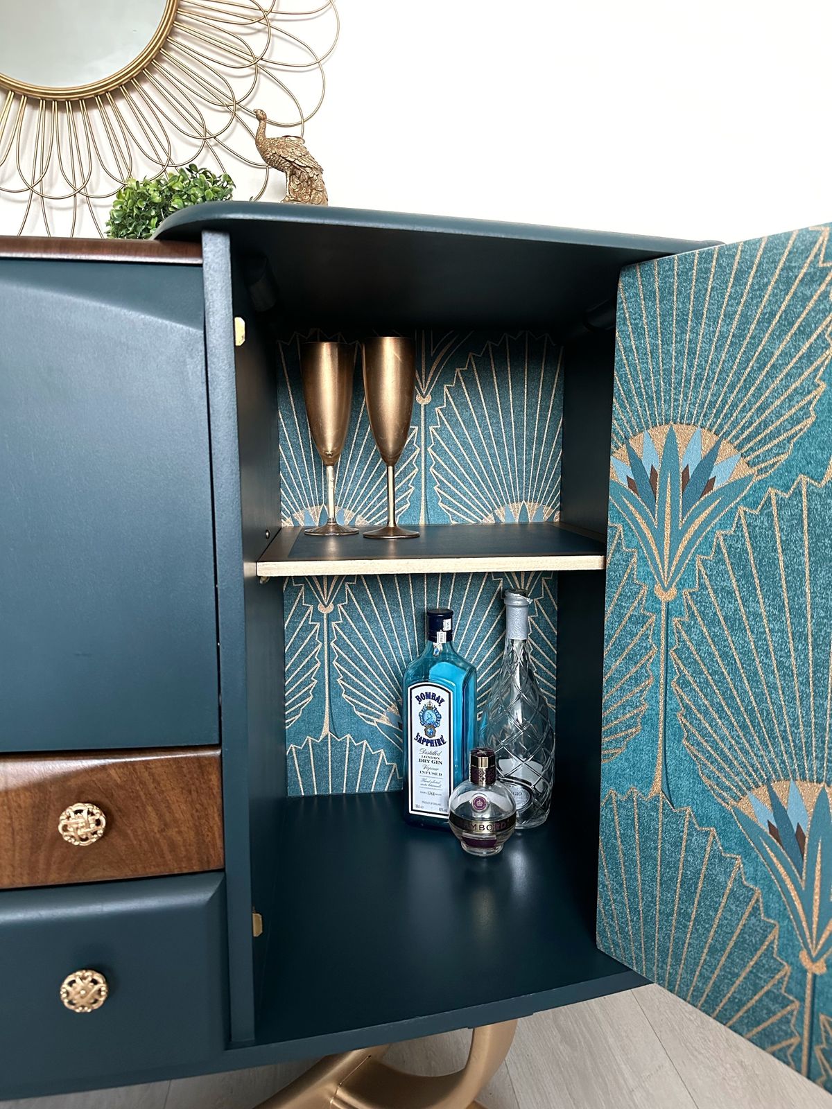photo furniture Navy And Gold Beautility Cocktail Cabinet, 1950s