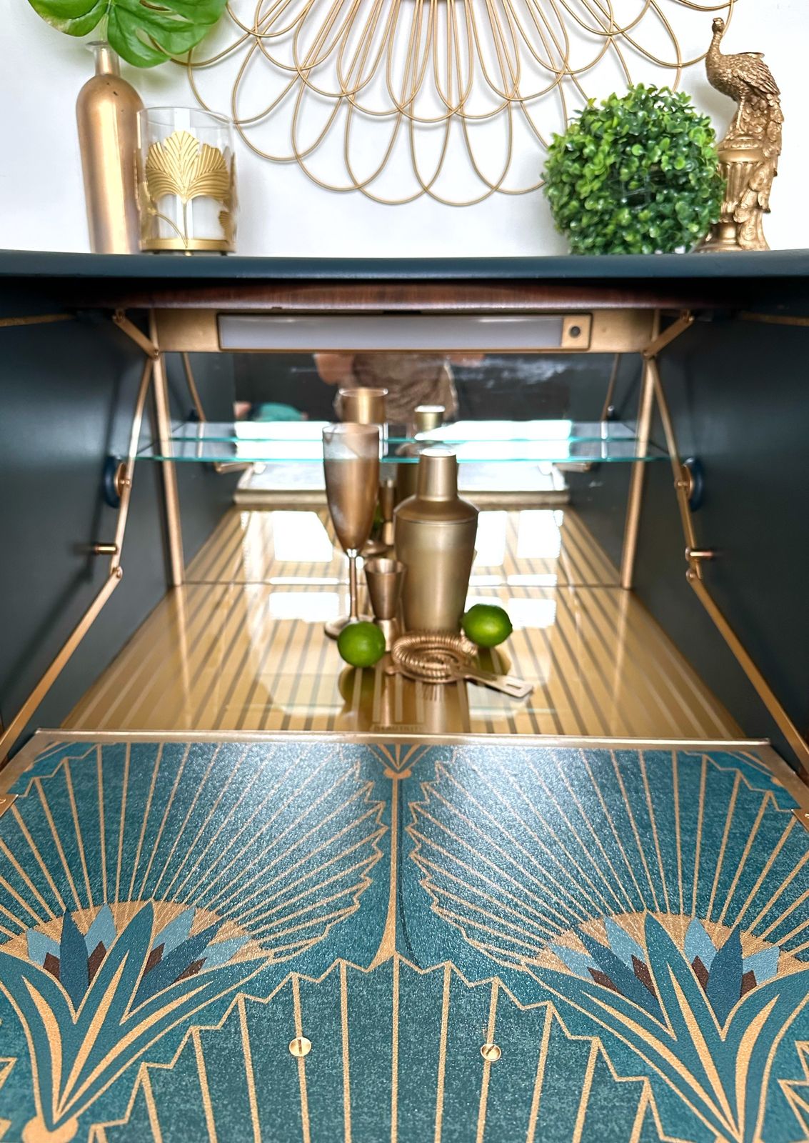 photo for sale Navy And Gold Beautility Cocktail Cabinet, 1950s