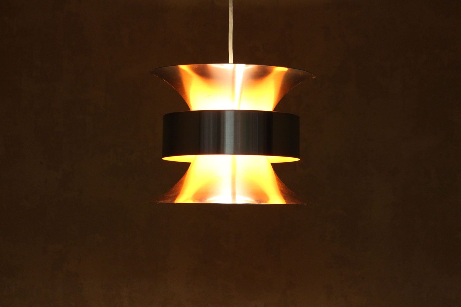 Danish 60’s Pendant Lamp With Orange Glow photo for sale