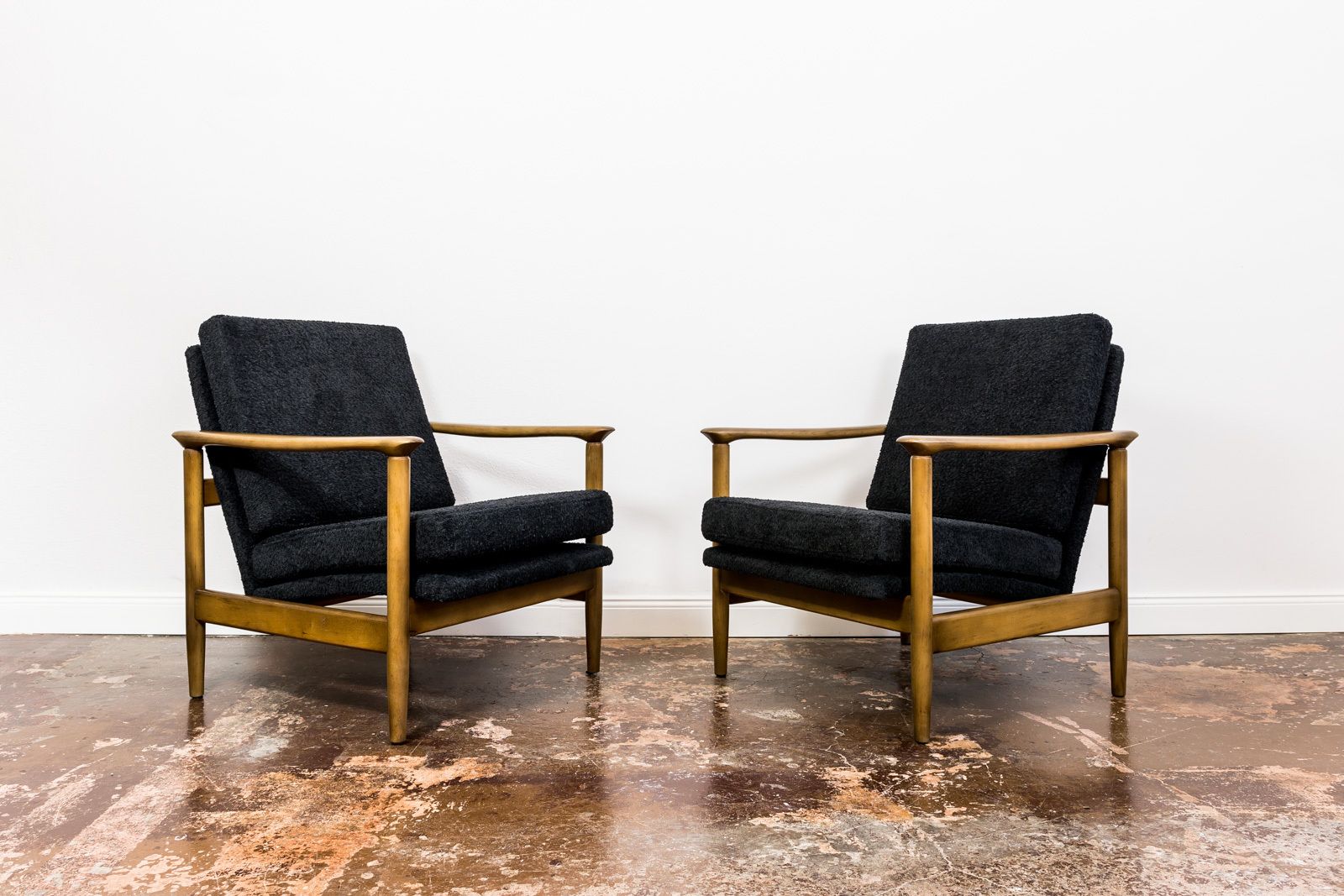 Pair Of “Gfm 142” Armchairs By Edmund Homa, Poland, 1960s photo for sale