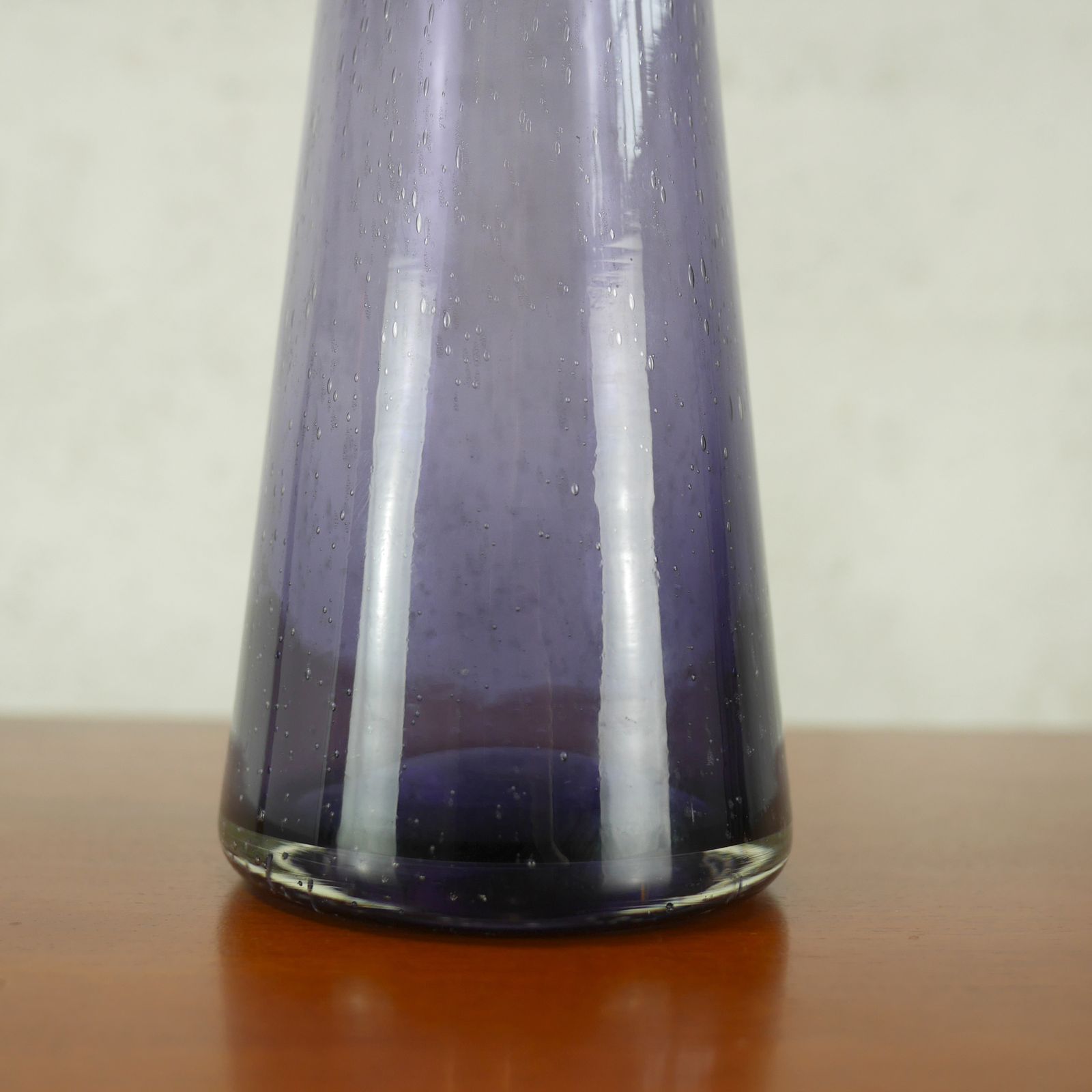 Tall Mid Century Controlled Bubble Purple Art Glass Vase photo buy
