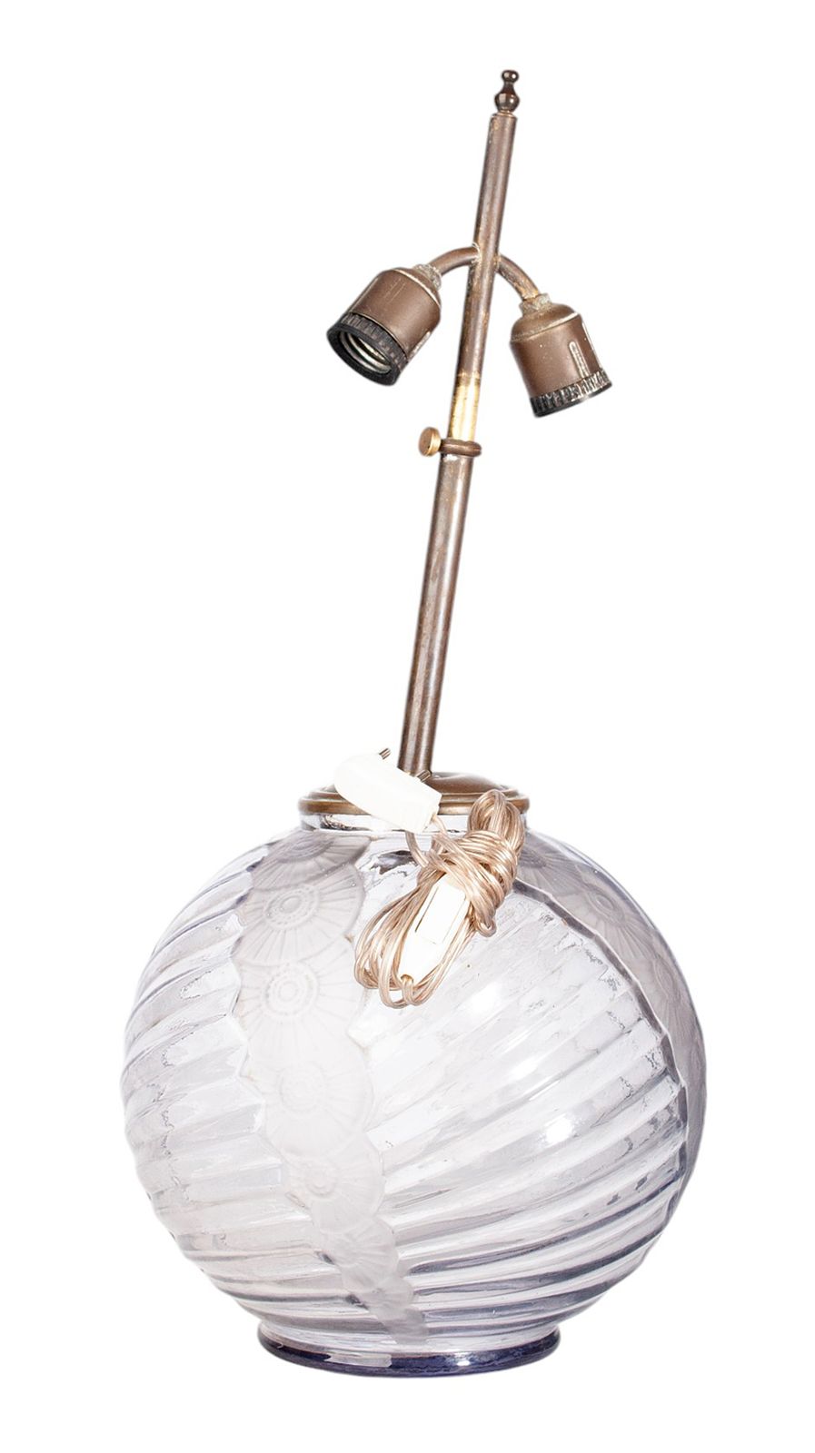 1920s Art Déco Spherical Glass Table Lamp By The Sculptor Henri Dieupart For Simonet Frères, France photo buy