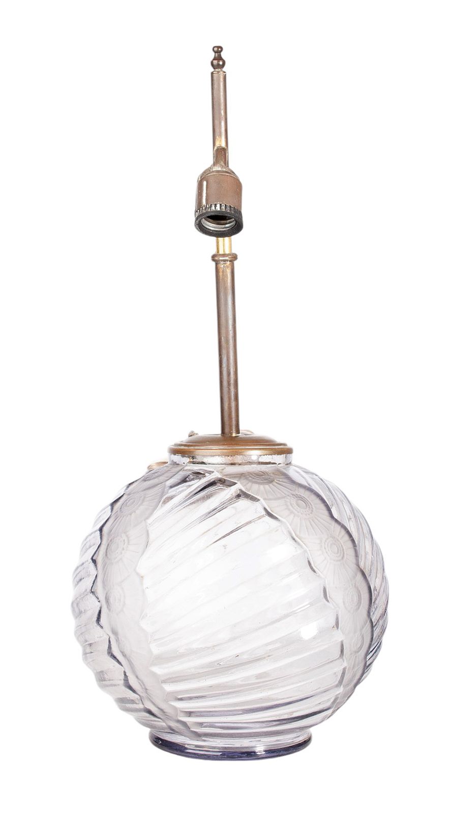 1920s Art Déco Spherical Glass Table Lamp By The Sculptor Henri Dieupart For Simonet Frères, France photo vintage