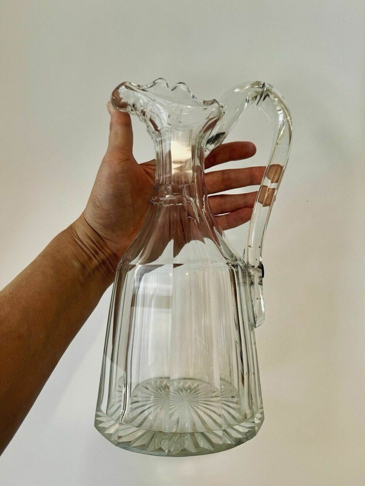 Large Georgian Cut Glass Claret Jug, Swan Neck Handle With Historic Repair photo 100.0