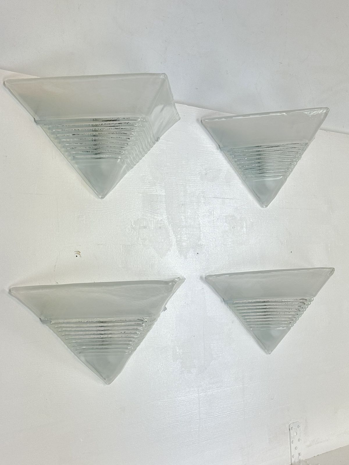 Postmodern Set Of Four Large Thick Murano Glass Sconces By Mazzega. Italy 1980s photo Lighting