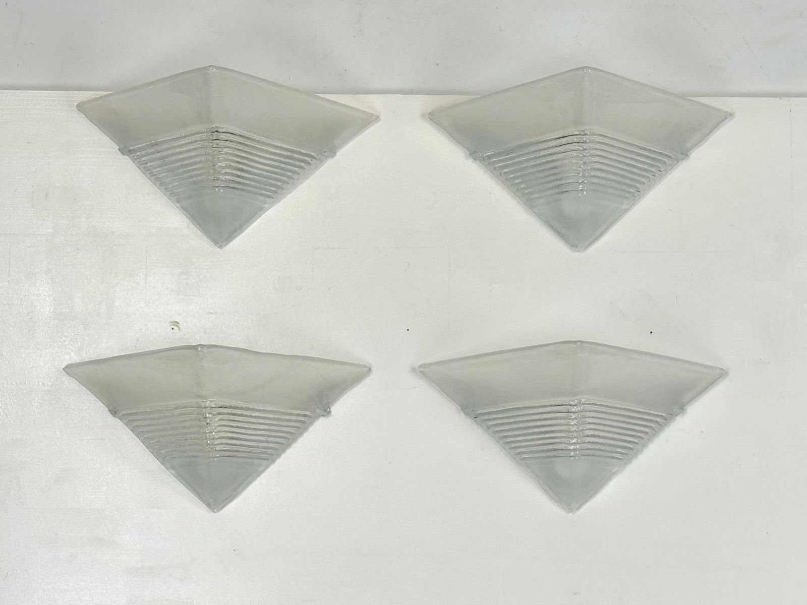 Postmodern Set Of Four Large Thick Murano Glass Sconces By Mazzega. Italy 1980s photo vinterior